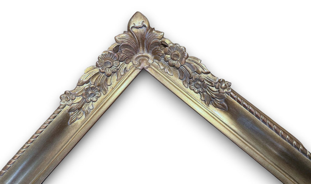 Rhodes 110 Sculpté Louis XV fleurettes or usé patiné