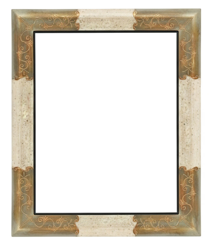 Ovide Angles gravés vermeil plat blanc moucheté filet noir